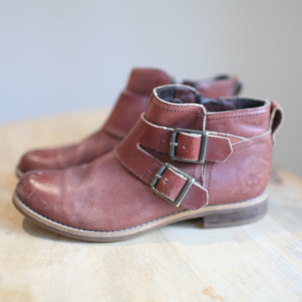 TIMBERLAND earthkeepers savin hill double buckle brown leather ankle boots 7